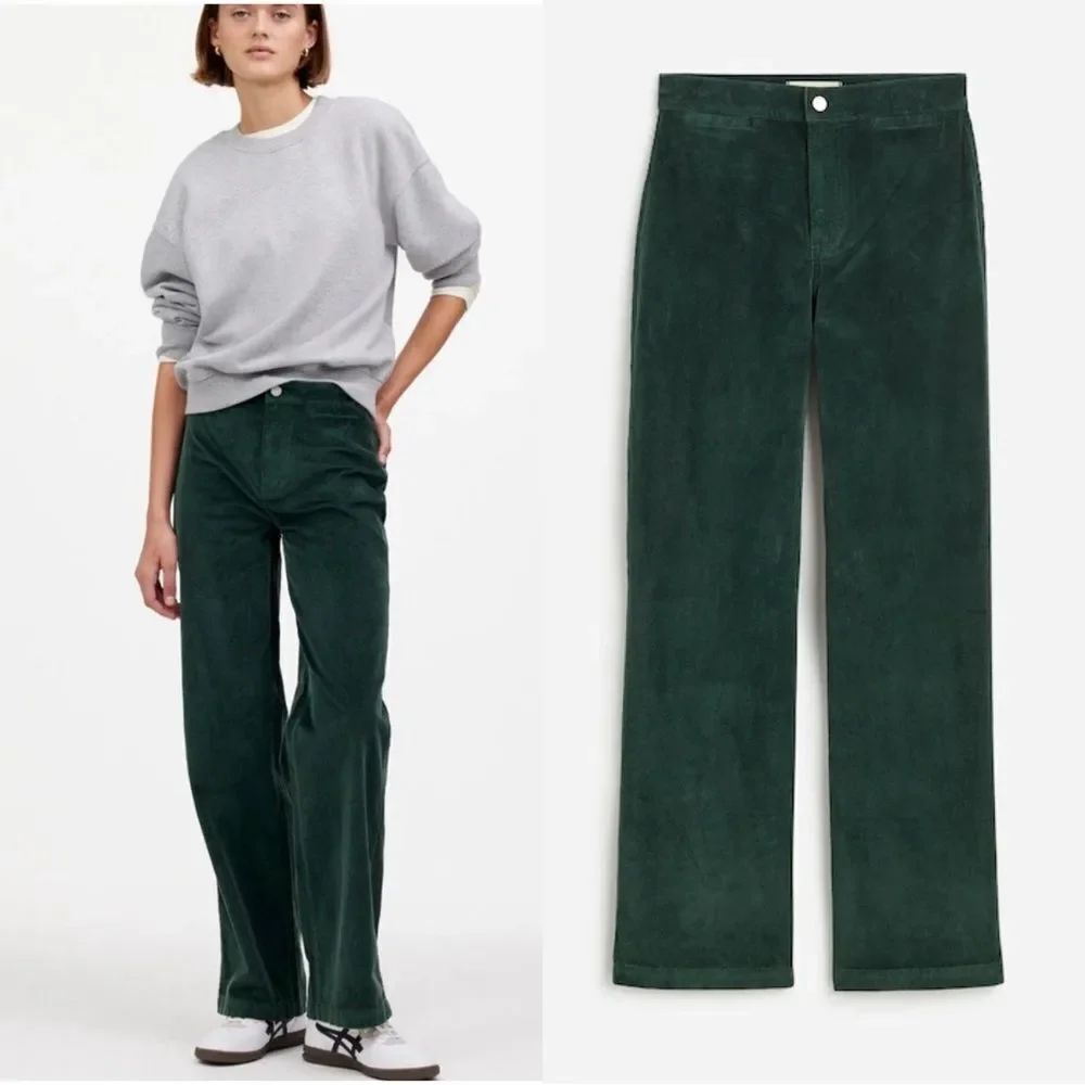 MADEWELL The Emmett Wide-Leg Pant in Corduroy: Welt Pocket Edition in green